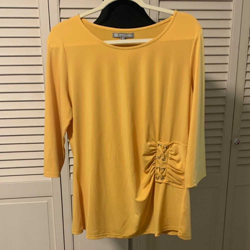 Catherines Yellow Long Sleeve Top with Side Detail. D2